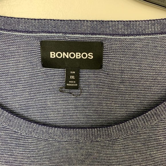 NWOT Bonobos Lightweight Micro Stripe Sweater In Navy Blue XXL - Picture 4 of 6